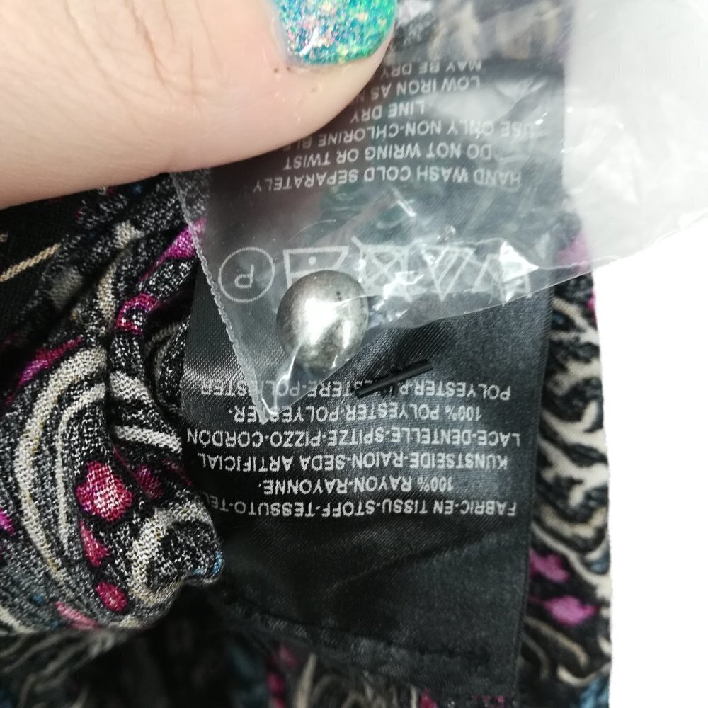 Free People Boho Lace Tunic Mini Dress Size XS Sheer Open Back Long Sleeve Black - Picture 13 of 13